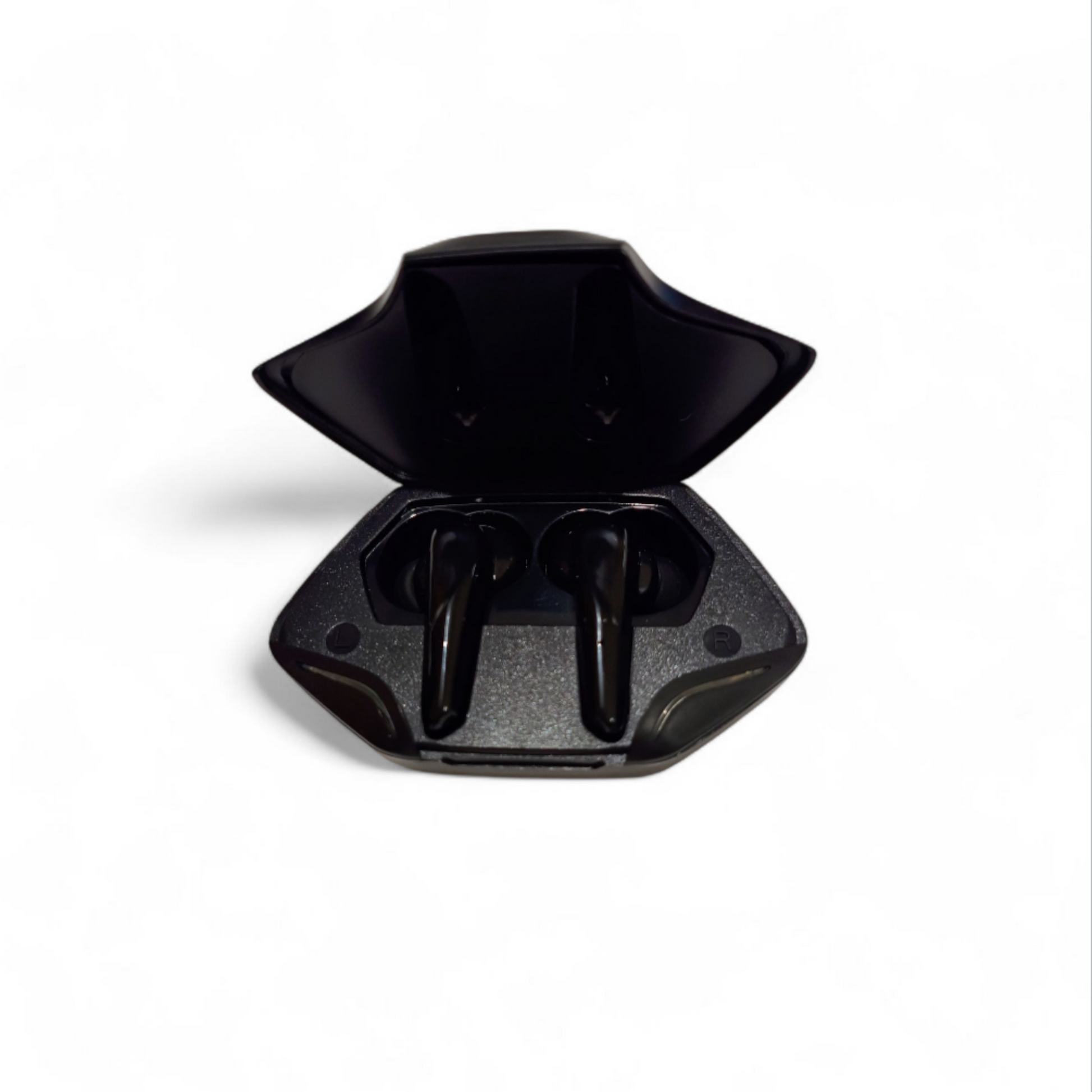 Black metal bracket on a white background