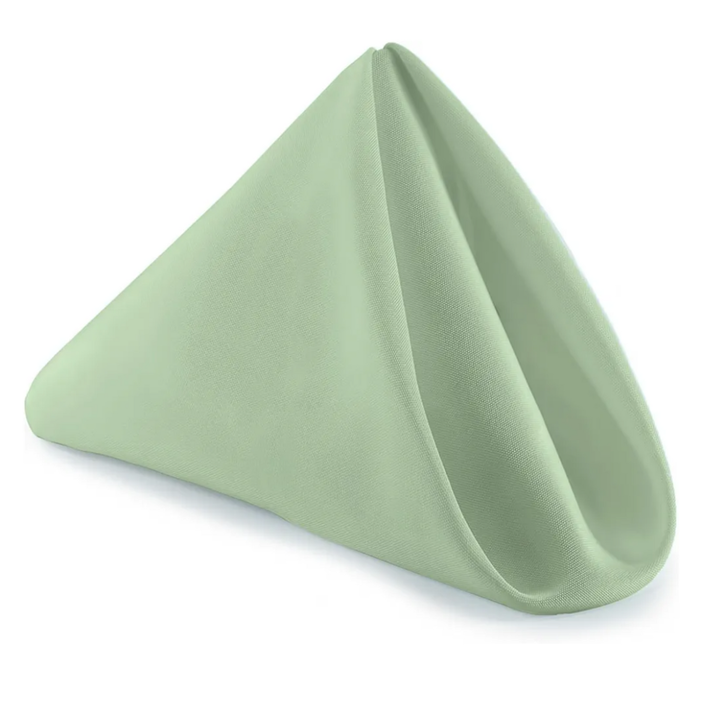Folded light green napkin on a white background