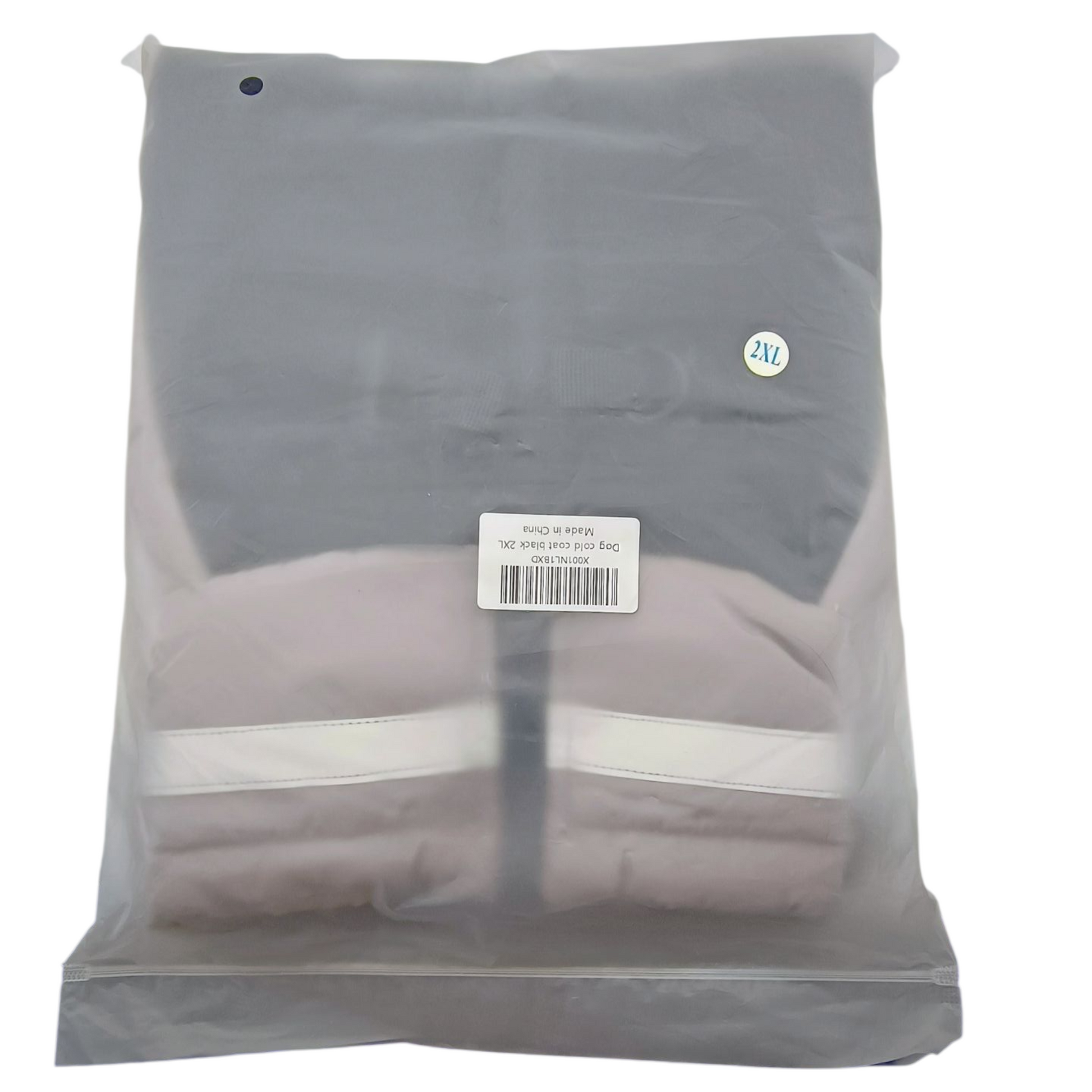 Packaged shirt with a label on a white background