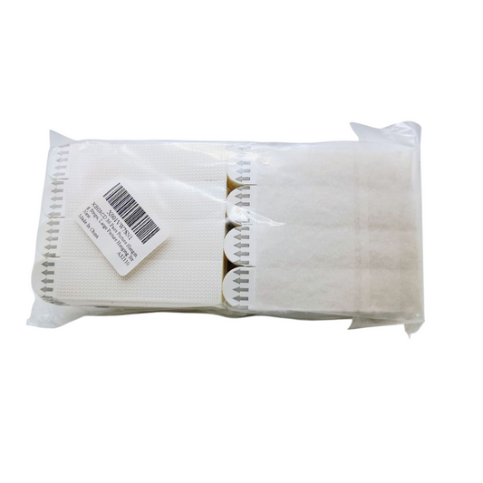 Pack of white cotton swabs with a barcode label on a white background