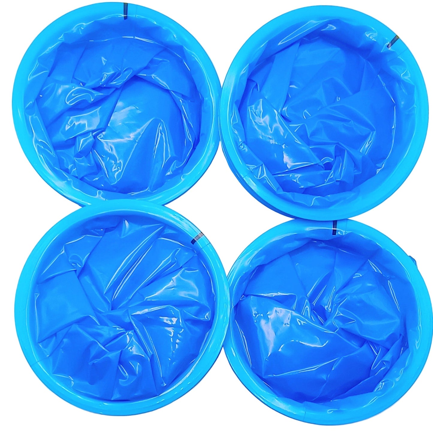 Four blue silicone molds on a white background