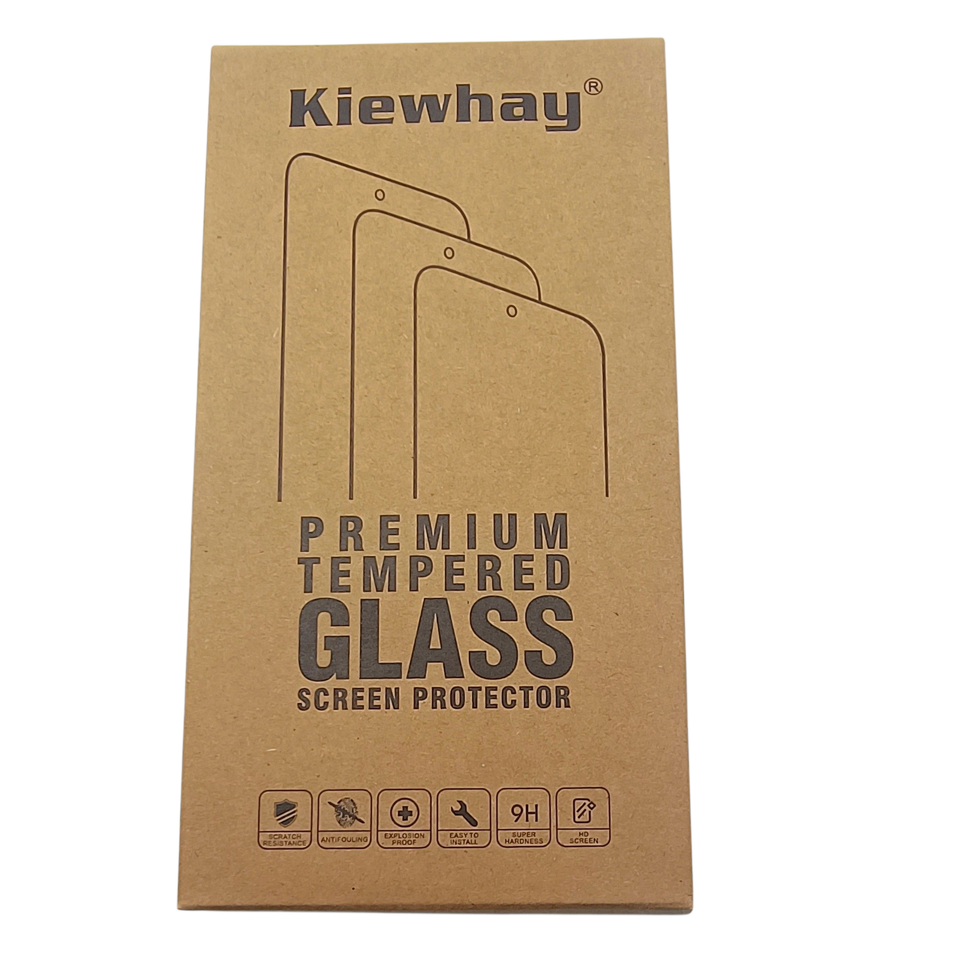 Kiewhay premium tempered glass screen protector packaging on a white background