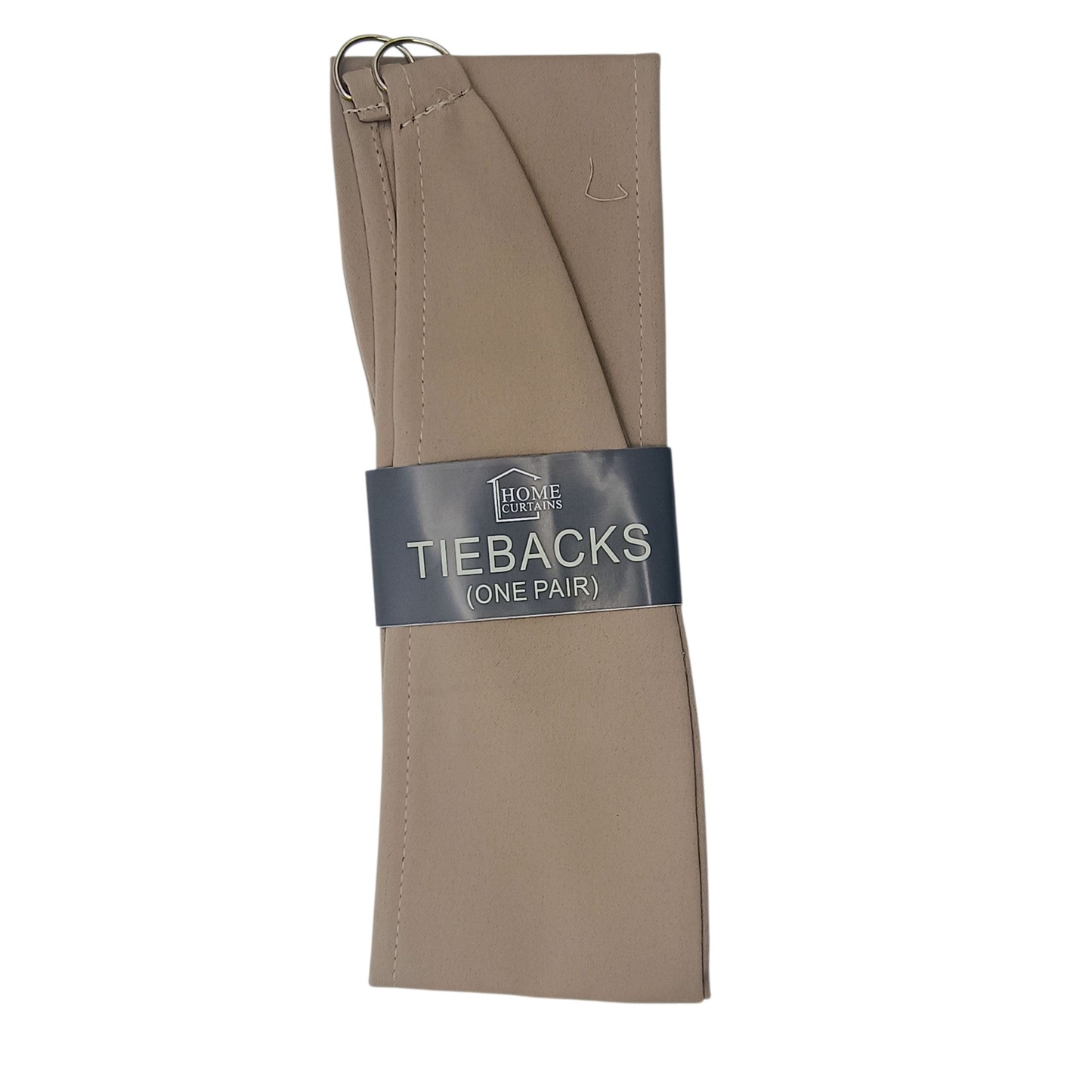 Pair of beige tiebacks with a Home Origin label on a white background