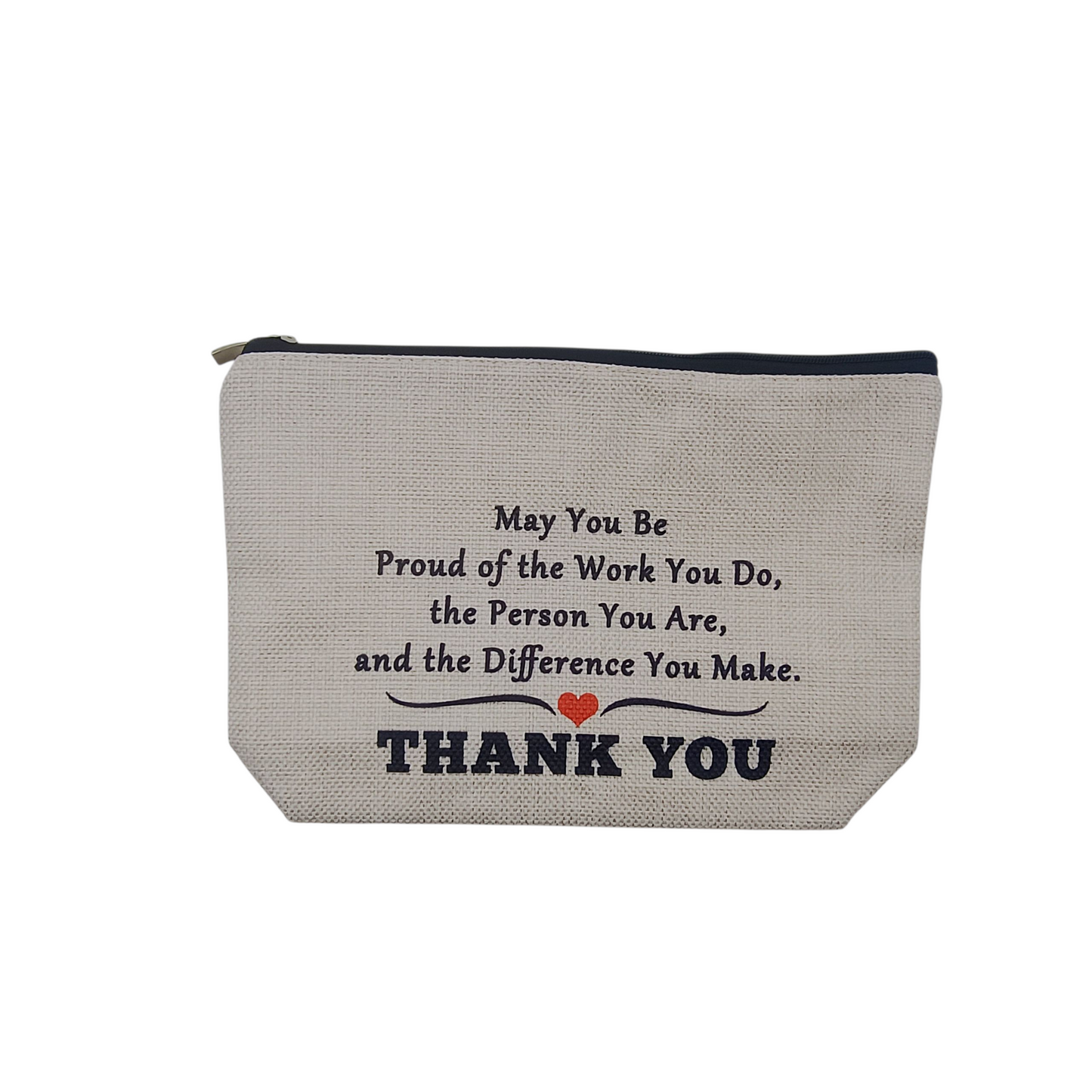 Canvas pouch with motivational quote on a white background
