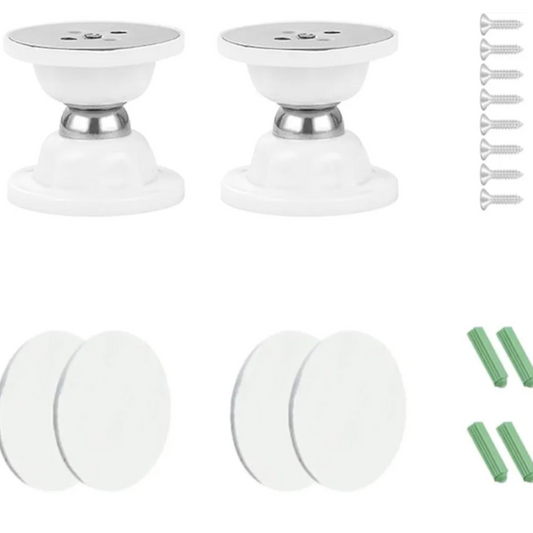 Two white suction cup holders with screws on a white background