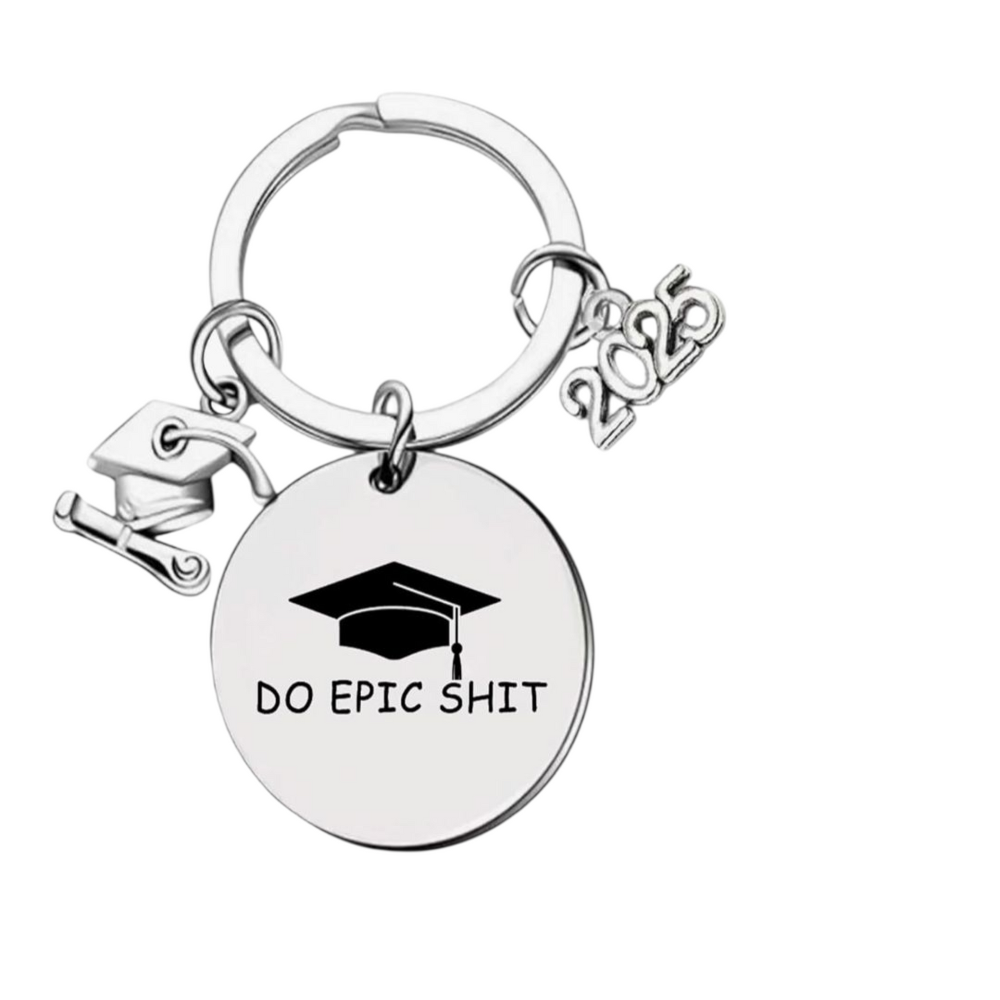 Keychain with motivational message on a white background